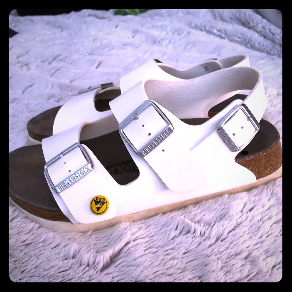 Birkenstock’s in size 37. White Milano